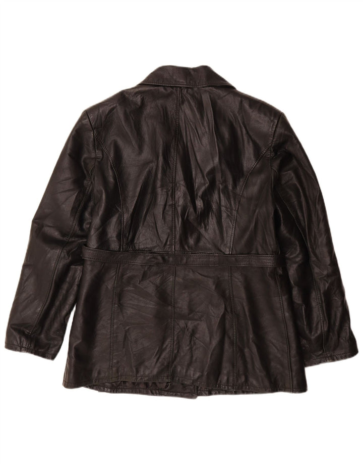 VINTAGE Womens Leather Jacket UK 18 XL Black Leather