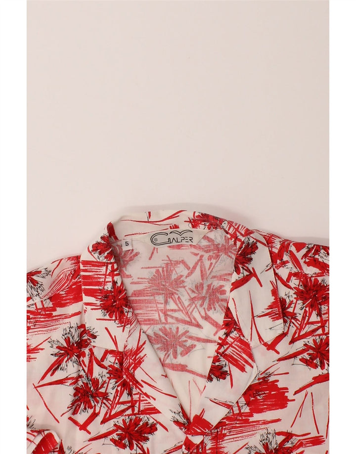 VINTAGE Mens Abstract Pattern Short Sleeve Shirt Large Red Cotton Vintage Vintage and Second-Hand Vintage from Messina Hembry 