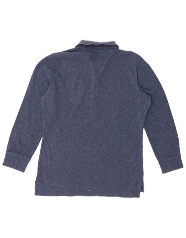 Polo skinny da donna a maniche lunghe RALPH LAUREN UK 14 Large Blu Navy