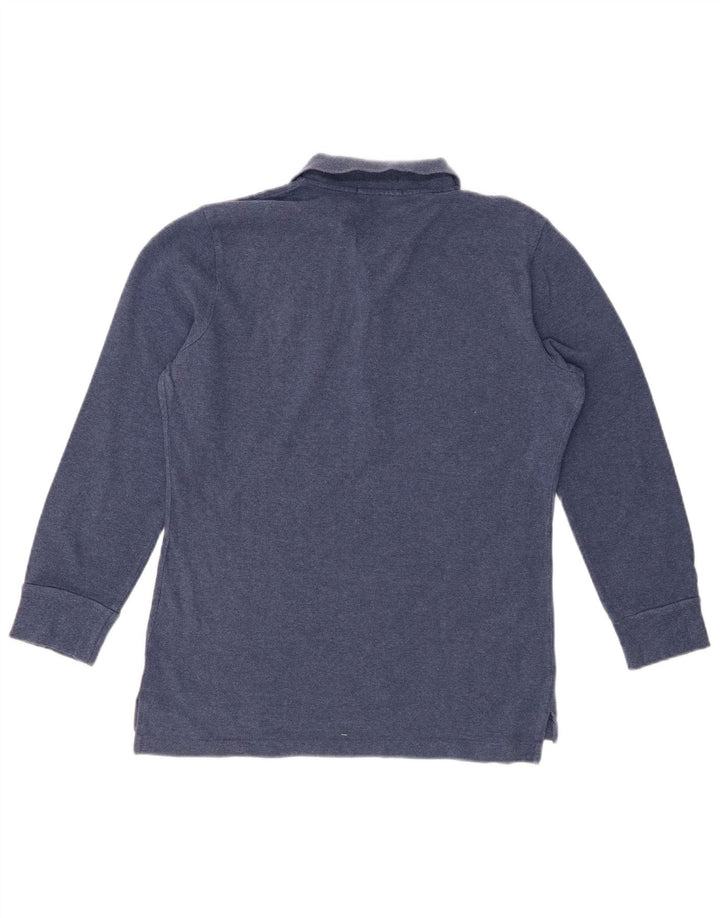 Polo skinny da donna a maniche lunghe RALPH LAUREN UK 14 Large Blu Navy