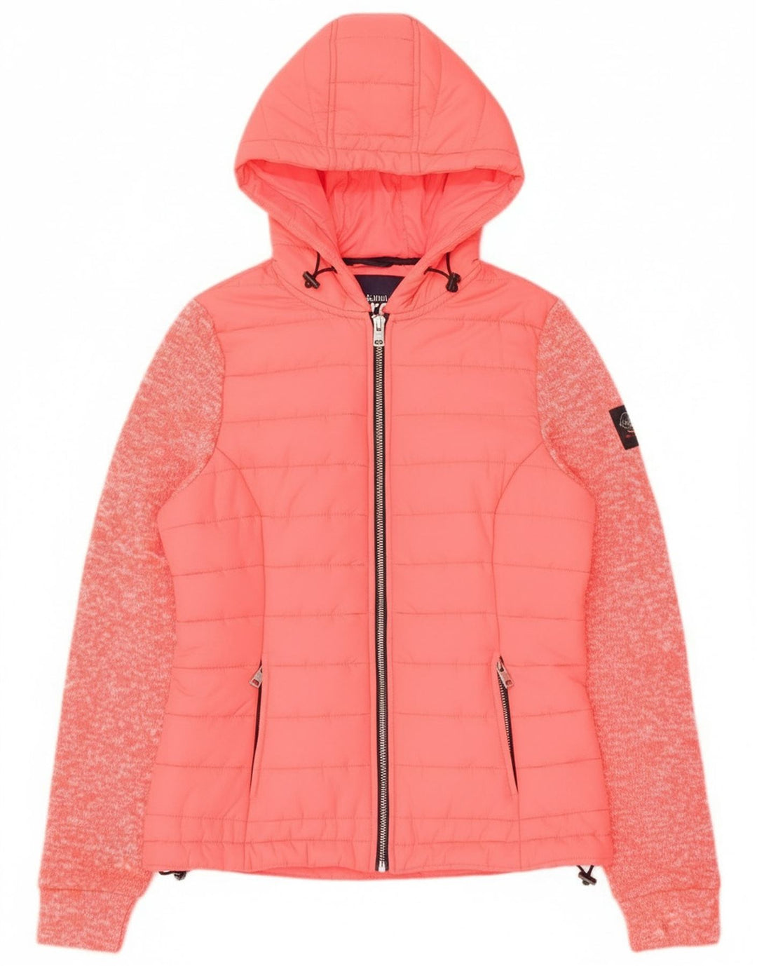 Giubbotto bomber con cappuccio da donna Superdry UK 8 piccolo nylon screziato rosa
