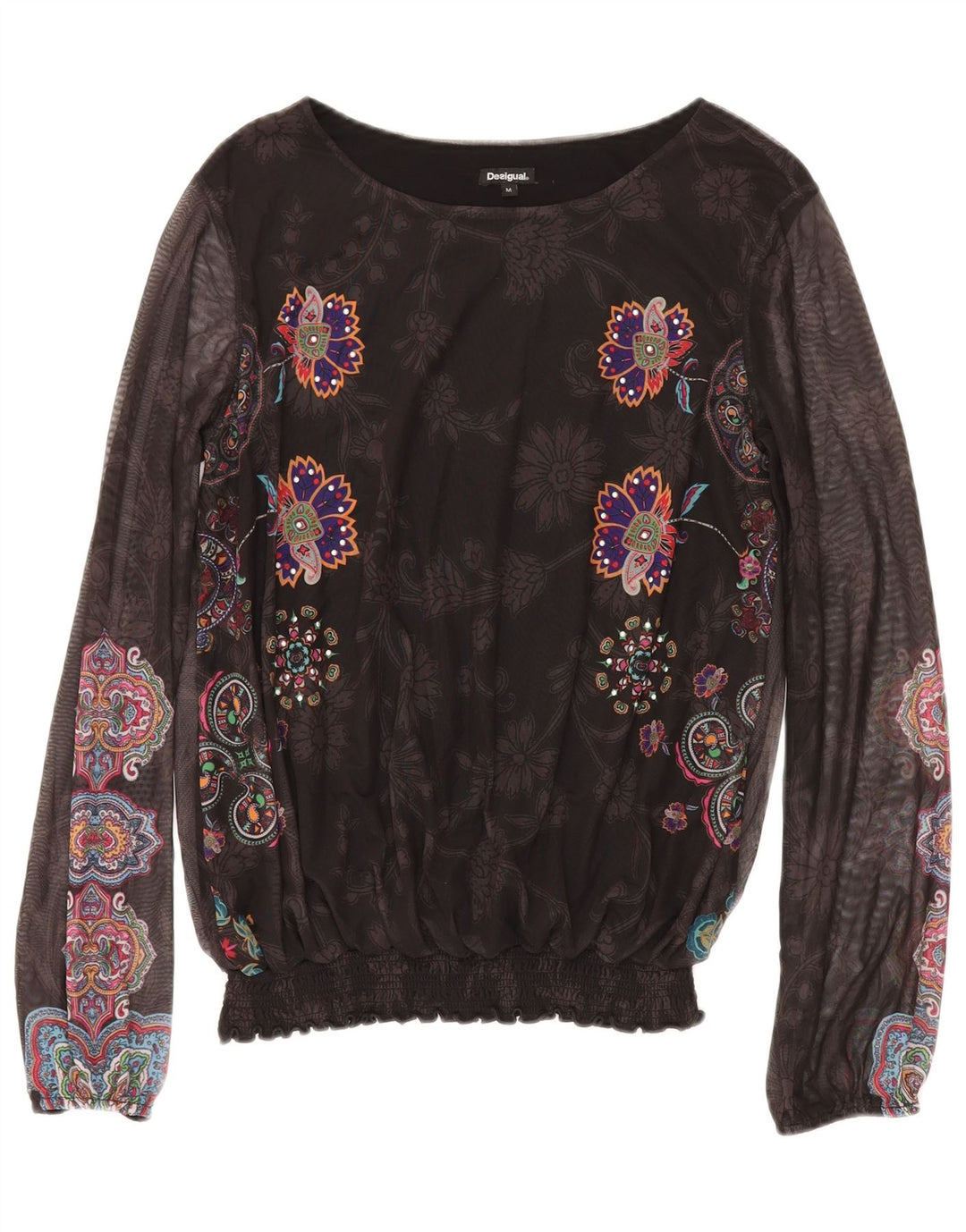 DESIGUAL Camicetta a maniche lunghe da donna Top UK 12 Medio Nero Floreale