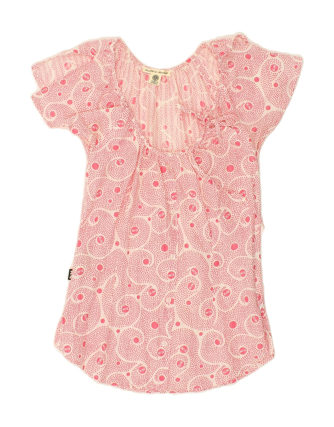 FRANKLIN & MARSHALL Womens Blouse Top UK 8 Small Pink Spotted Cotton Vintage Franklin & Marshall and Second-Hand Franklin & Marshall from Messina Hembry 