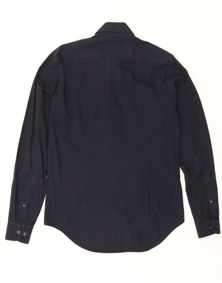 ZARA Mens Slim Fit Shirt Medium Navy Blue Vintage Zara and Second-Hand Zara from Messina Hembry 