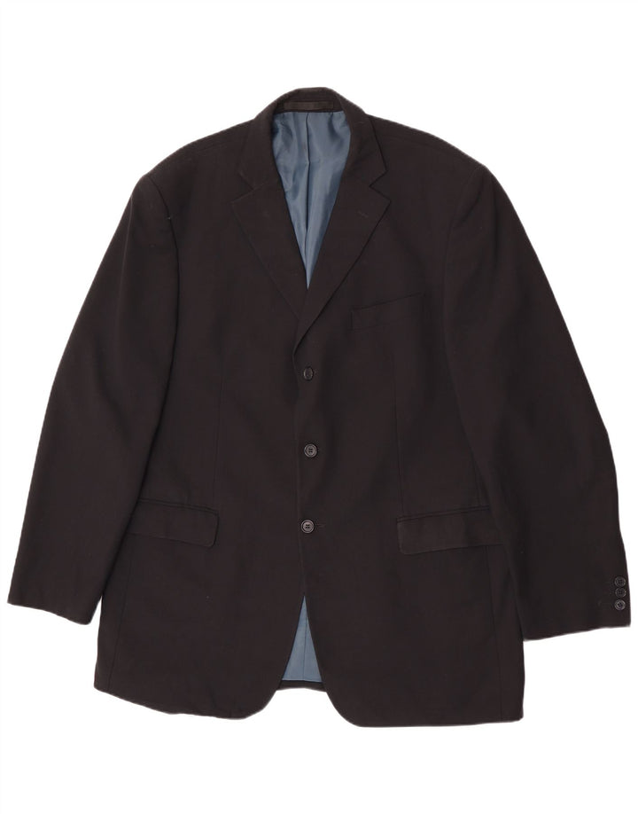 Giacca blazer a 3 bottoni da uomo Marks & Spencer UK 44 XL poliestere blu navy