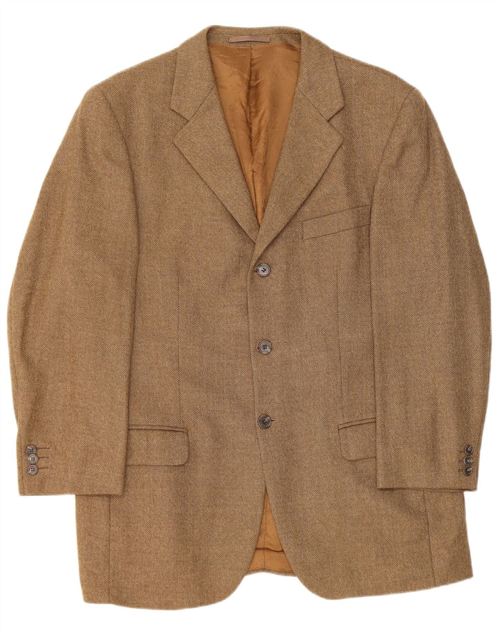 Giacca blazer da uomo a 3 bottoni Massimo Dutti taglia 42 grande a spina di pesce beige