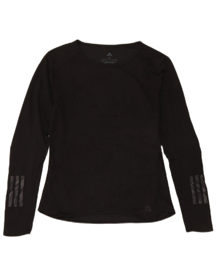 Adidas Donna Climacool Top Manica Lunga UK 8/10 Piccolo Poliestere Nero