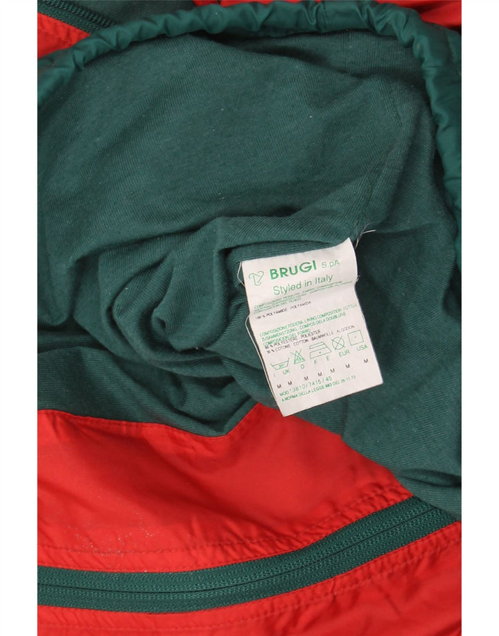BRUGI Mens Hooded Rain Jacket UK 38 Medium Green Colourblock Polyamide Vintage Brugi and Second-Hand Brugi from Messina Hembry 