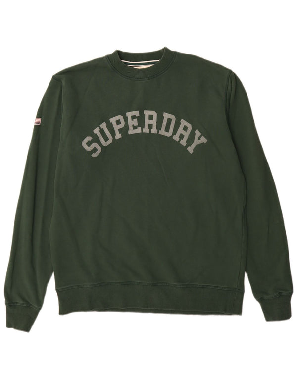 Felpa oversize con grafica da donna Superdry, maglione UK 10 piccolo verde