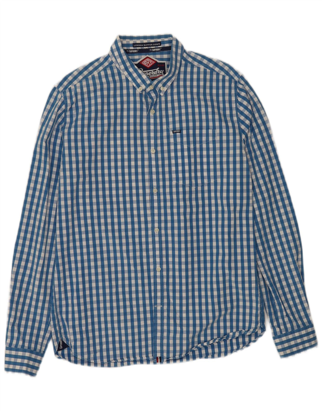 Camicia da uomo Superdry XL in cotone a quadretti blu