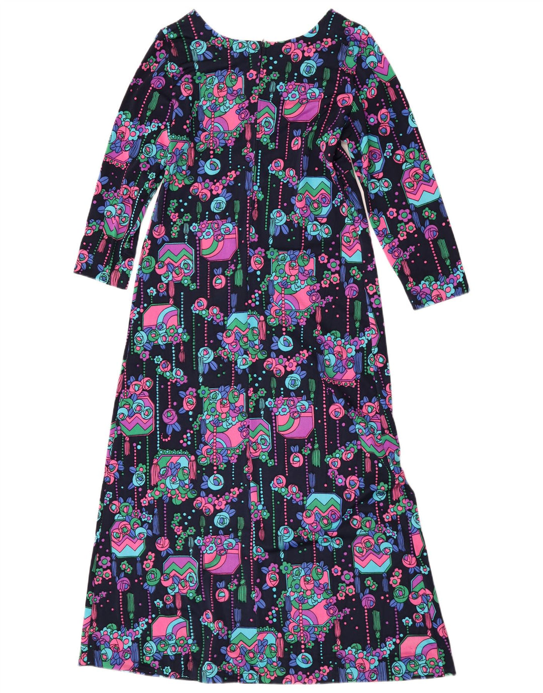 Abito maxi a trapezio da donna vintage IT 44 retrò floreale medio multicolore
