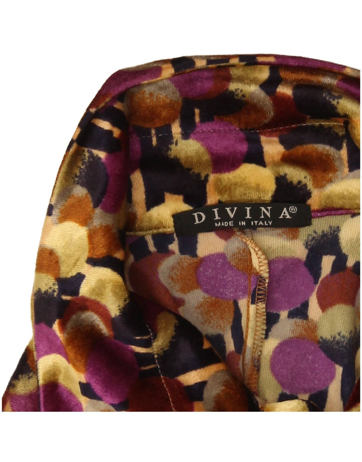 Camicetta camicia in velluto da donna Divina UK 12 media multicolore maculata