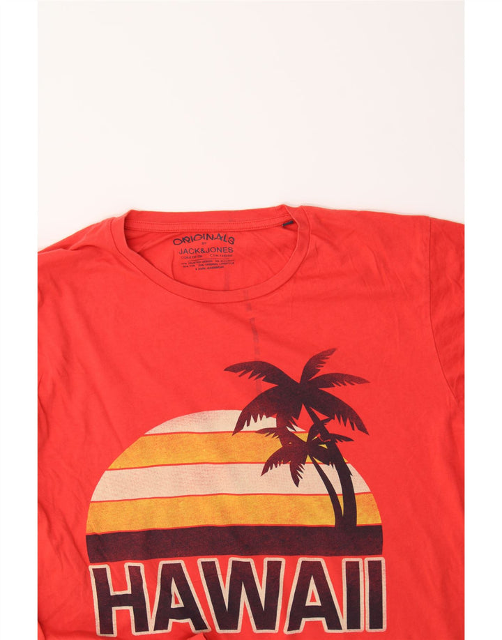 JACK & JONES Mens Graphic T-Shirt Top XL Red Vintage Jack & Jones and Second-Hand Jack & Jones from Messina Hembry 