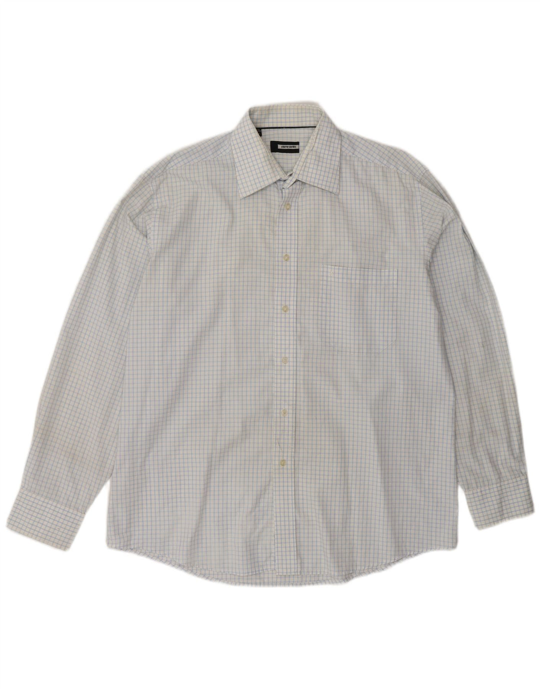 Camicia da uomo Pierre Cardin taglia 41 16 grande cotone a quadri blu