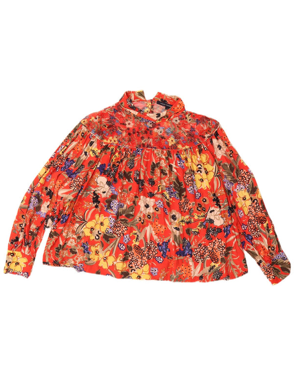 Camicetta a maniche lunghe da donna French Connection Top UK 16 Grande rosso floreale