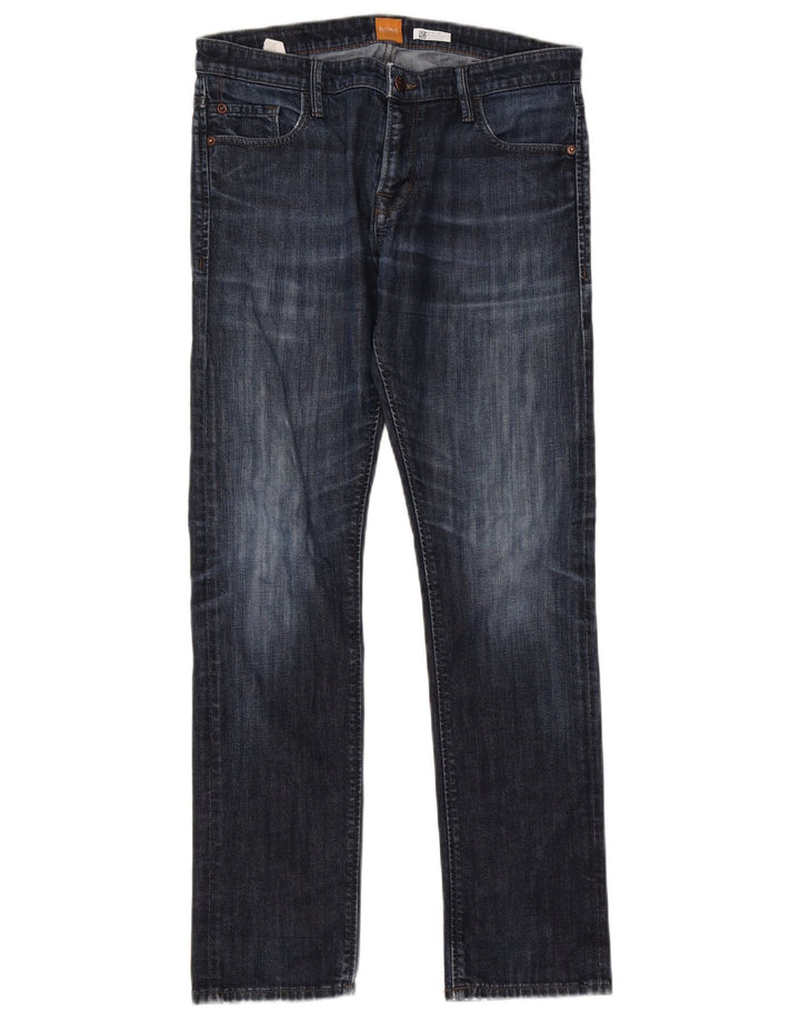 Jeans dritti da uomo Hugo Boss W33 L32 cotone blu navy