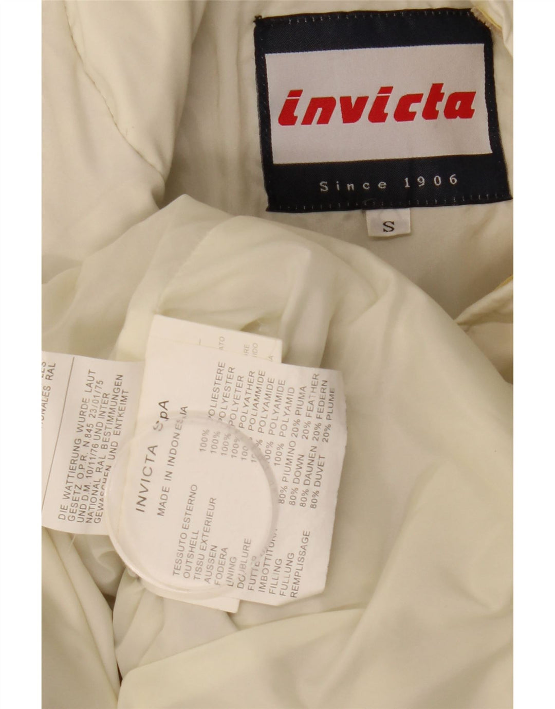 Giacca imbottita ampia con cappuccio da uomo Invicta UK 36 piccola poliestere bianco