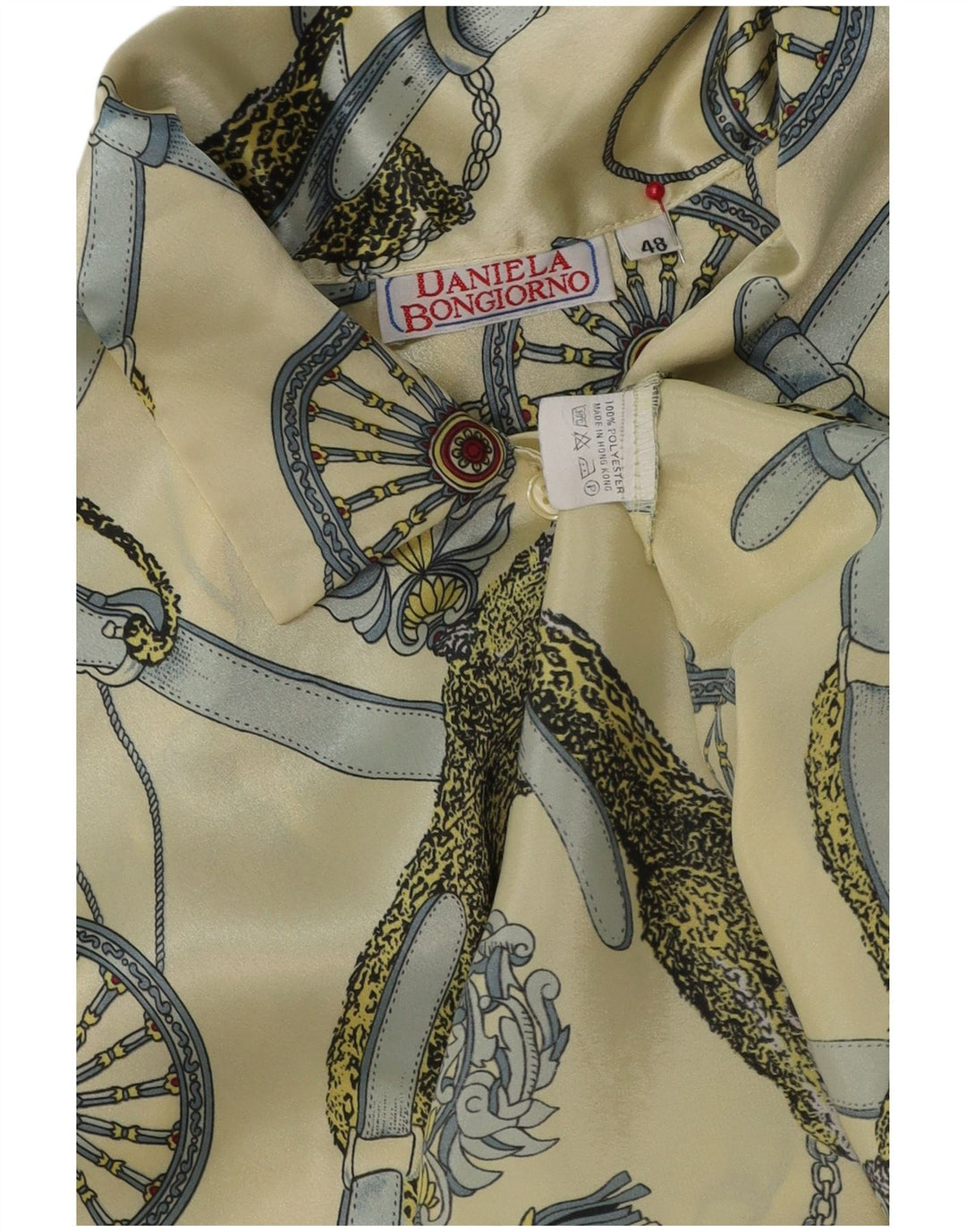 Camicetta grafica da donna vintage IT 48 XL Poliestere giallo