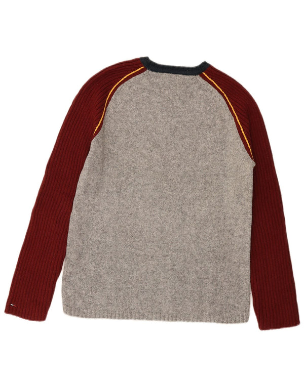 TOMMY HILFIGER Maglione da uomo con scollo a barca piccolo in cotone color block grigio