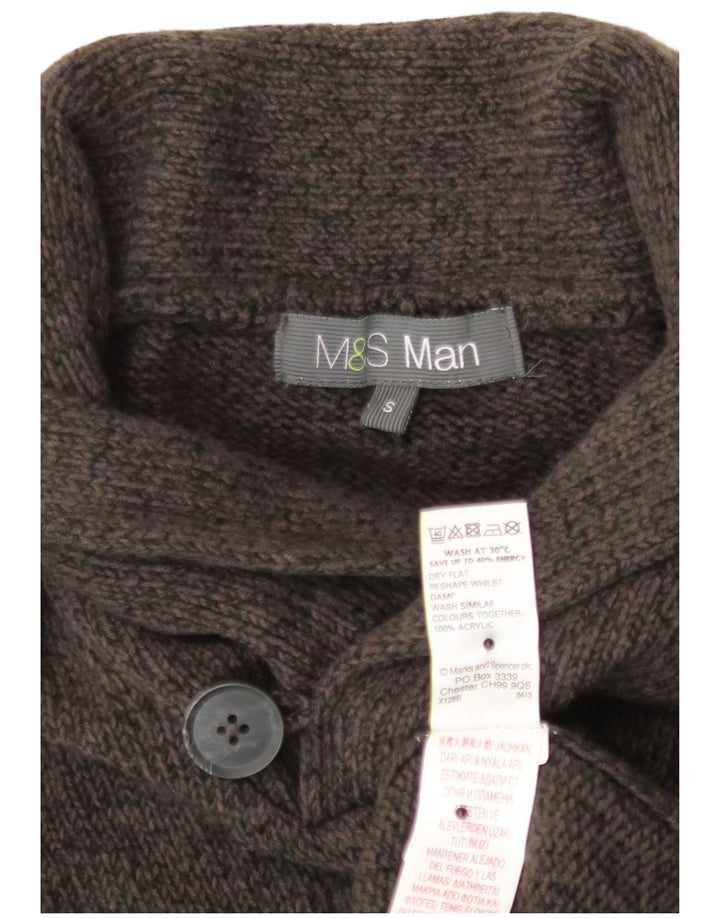 Maglione da uomo Marks & Spencer con collo a scialle piccolo acrilico screziato marrone