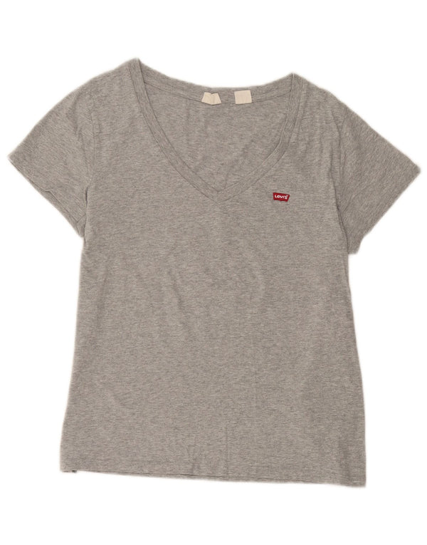 Levi's Womens T-Shirt Top UK 14 Large Grey Flecked Cotton