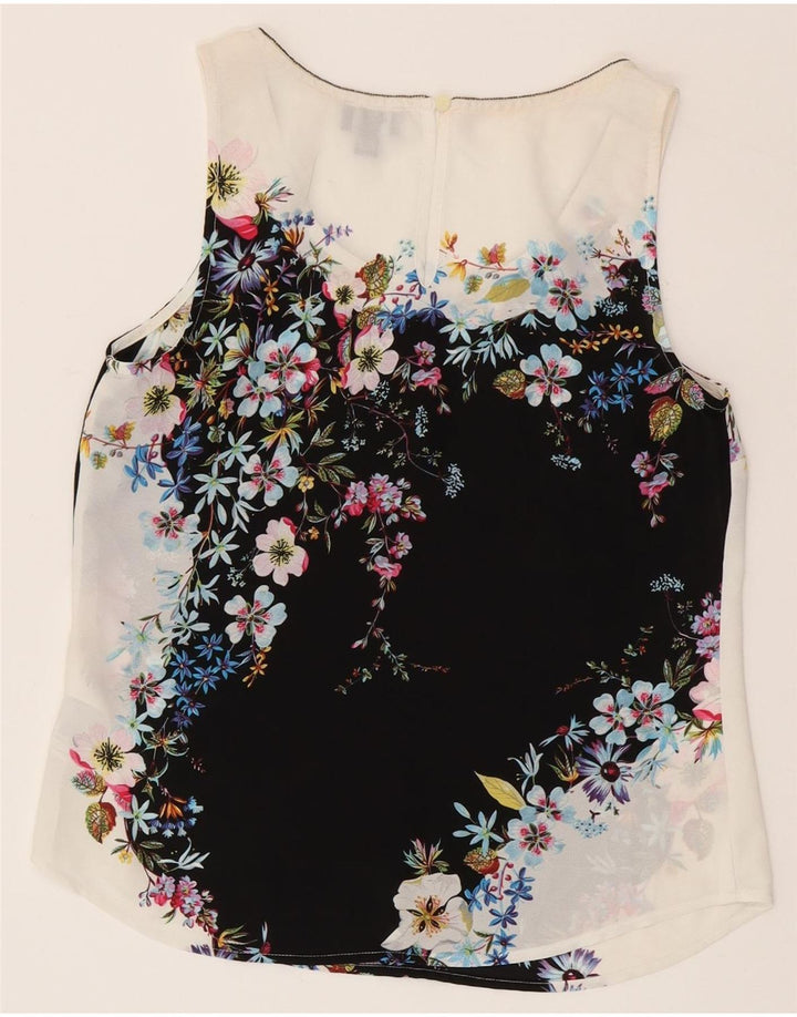 Camicetta senza maniche da donna Oasis UK 8 Small Poliestere floreale bianco