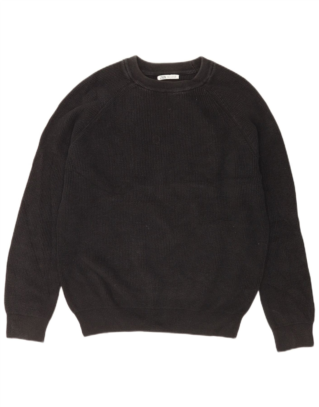 Maglione maglione girocollo da uomo Zara in cotone nero medio
