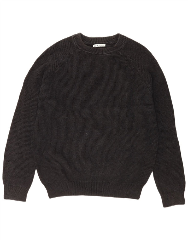 Maglione maglione girocollo da uomo Zara in cotone nero medio