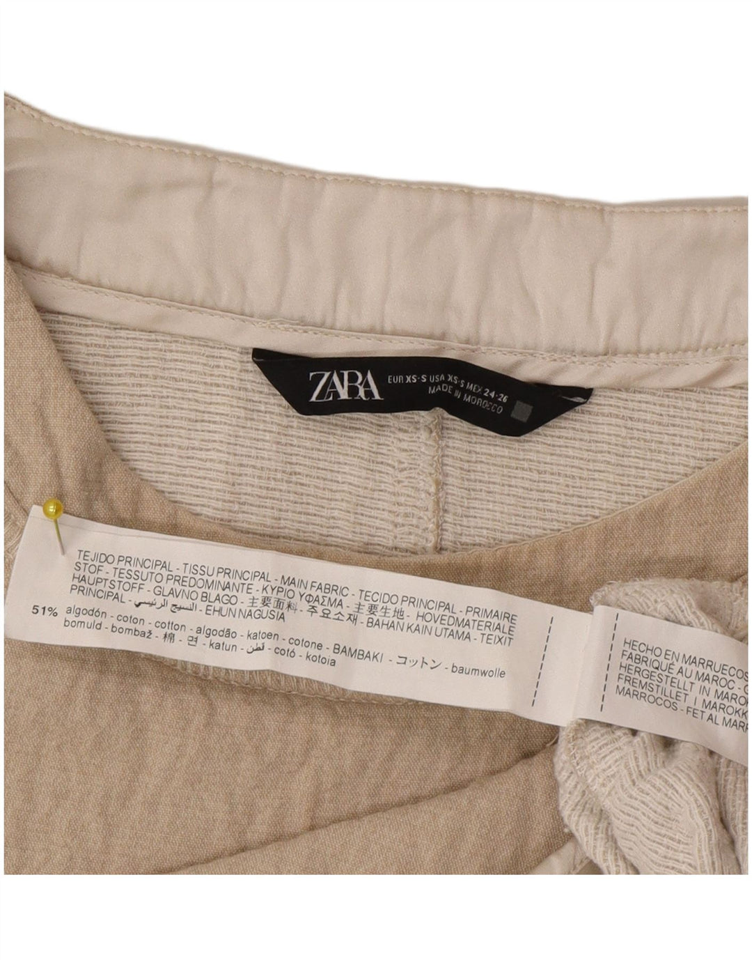 Top Blusa Oversize Da Donna Zara UK 6 XS Cotone Beige