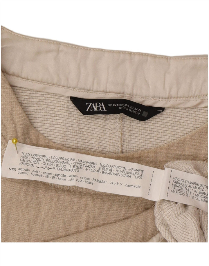 Top Blusa Oversize Da Donna Zara UK 6 XS Cotone Beige