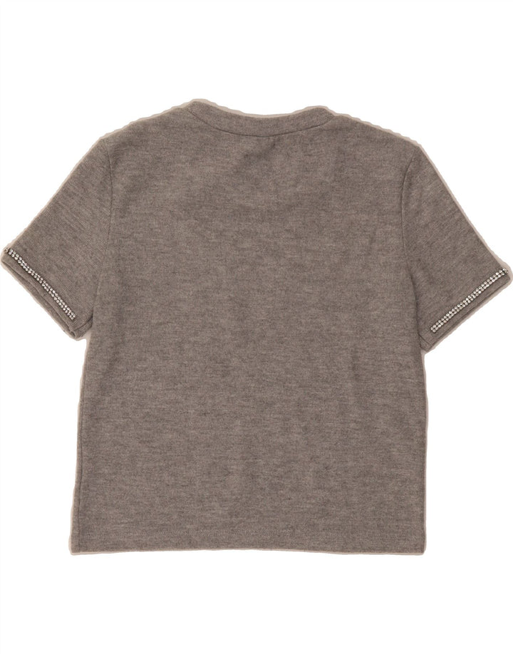 ZARA Womens Crop T-Shirt Top UK 10 Small Grey Polyester Vintage Zara and Second-Hand Zara from Messina Hembry 