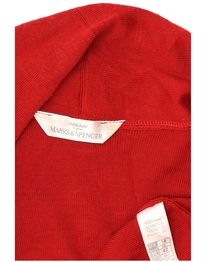 Maglione cardigan aperto oversize da donna Marks & Spencer UK 14 grande rosso