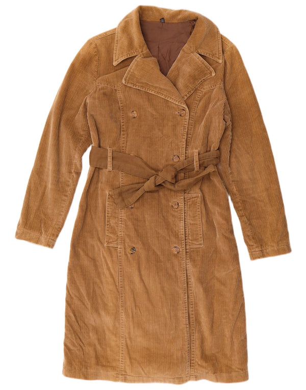 Cappotto vintage in velluto a coste da donna UK 12 Marrone medio