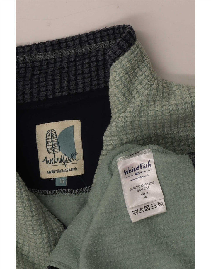 Maglione in pile da donna con collo con zip Weird Fish UK 16 grande poliestere verde
