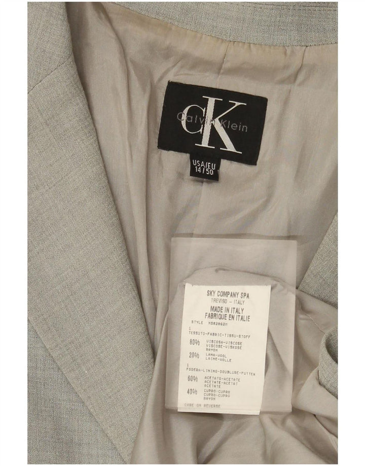Giacca blazer a 3 bottoni da donna Calvin Klein US 14 XL viscosa grigia