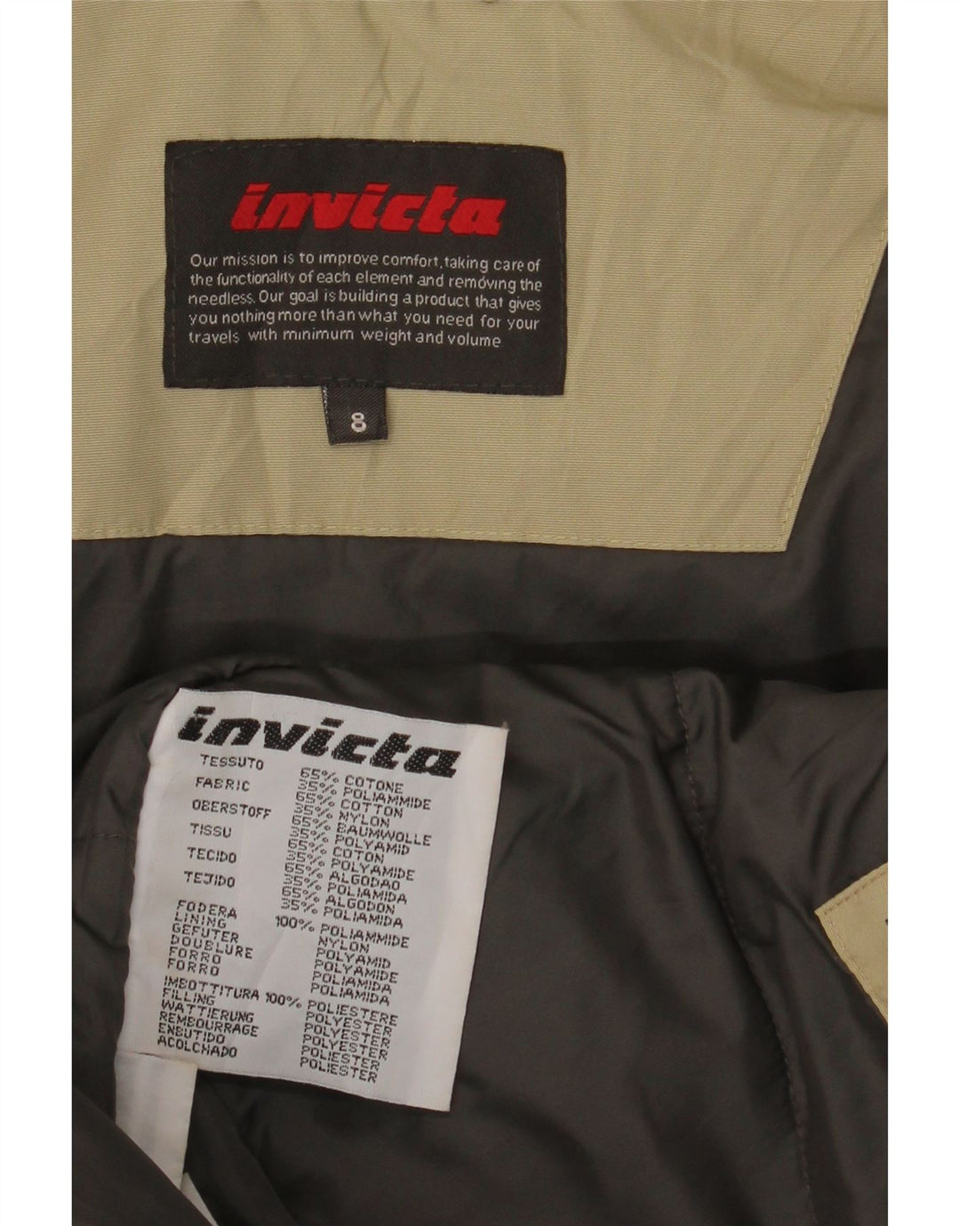 Giacca imbottita da donna con maniche a 3/4 Invicta UK 8 piccola in cotone beige