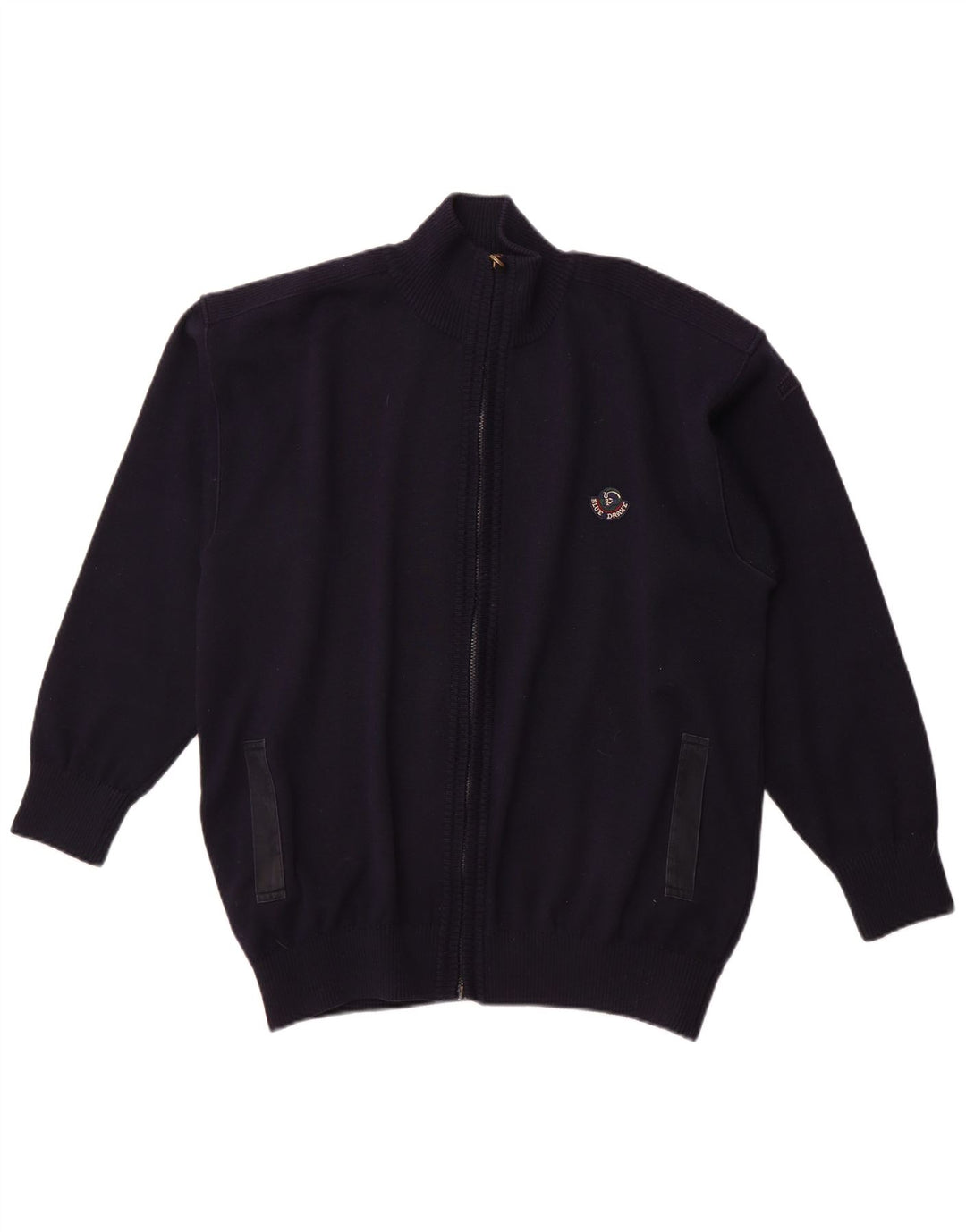 BLUE DRAKE Maglione cardigan da uomo XL in lana blu navy