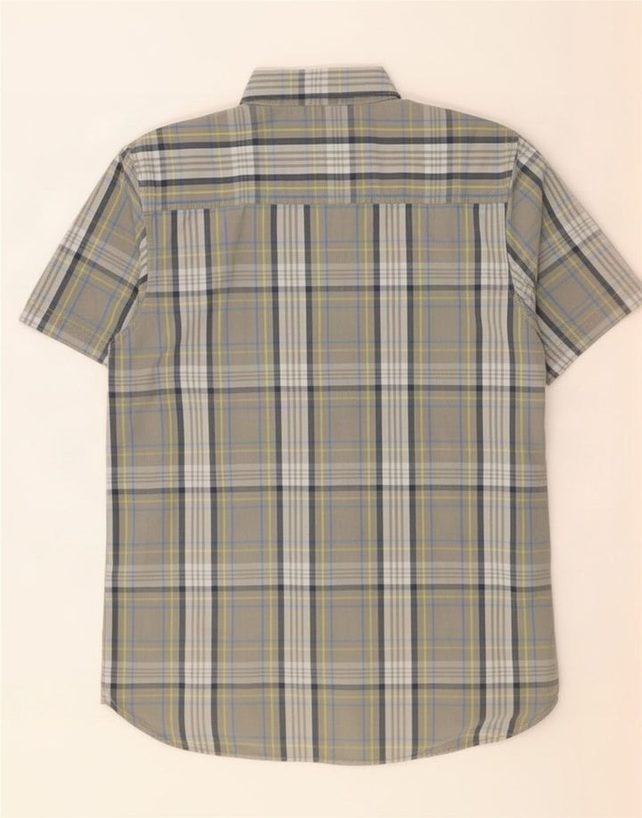 Camicia a maniche corte da uomo Weird Fish, cotone a quadri grigi grandi