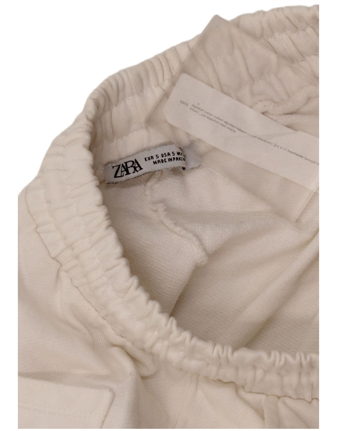 Pantaloni caldi regolari da donna Zara UK 8 piccoli in cotone bianco