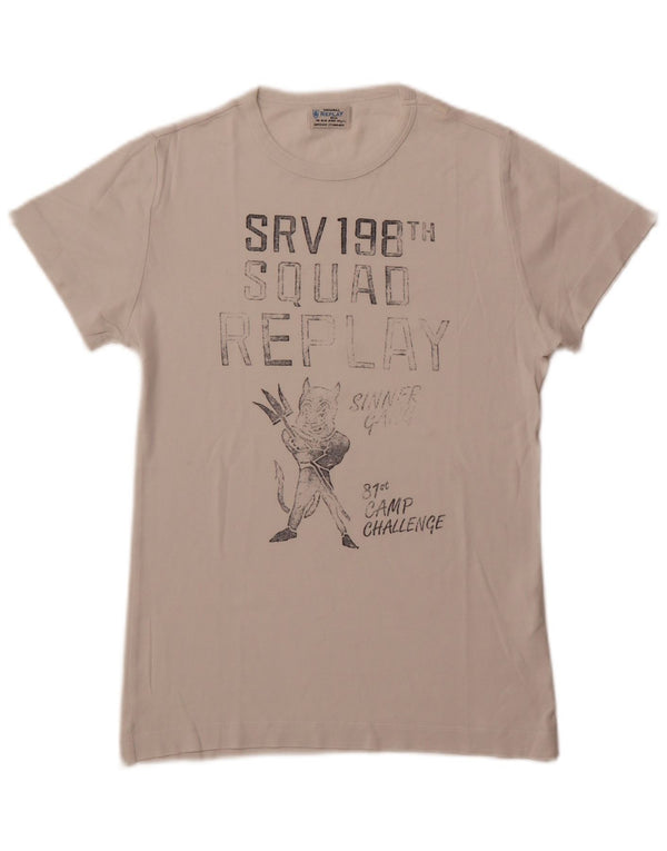 T-shirt grafica da uomo Replay Top piccola in cotone bianco