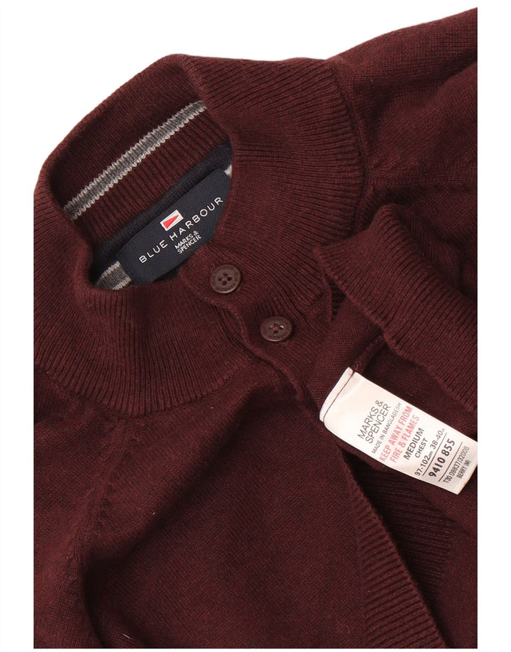 Marks & Spencer Maglione da uomo con collo abbottonato blu Harbour marrone medio
