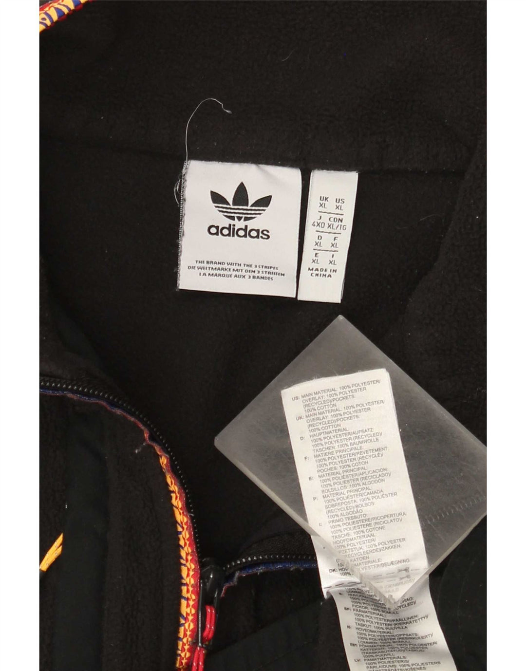 Giacca in pile da uomo Adidas UK 42 XL poliestere nero