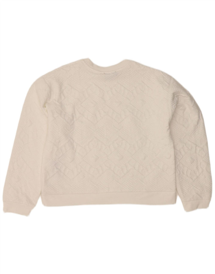 Felpa corta oversize da donna Zara UK 10 piccola bianca geometrica
