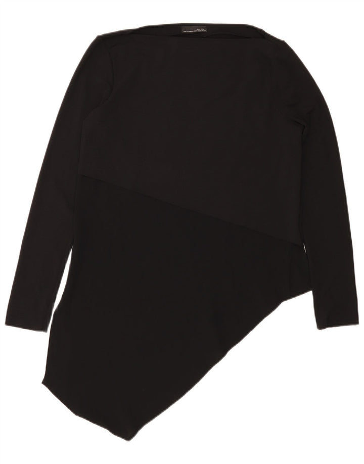 Top asimmetrico da donna Zara manica lunga UK 12 medio nero