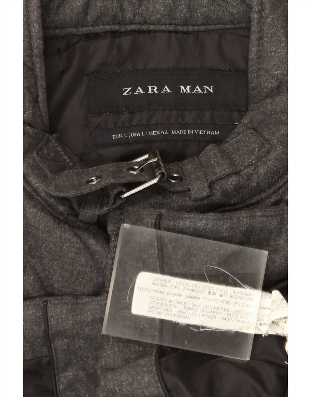 Giacca trapuntata da uomo Zara UK 40 grande poliestere grigio