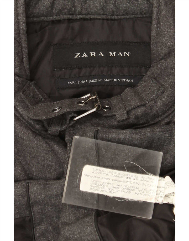 Giacca trapuntata da uomo Zara UK 40 grande poliestere grigio