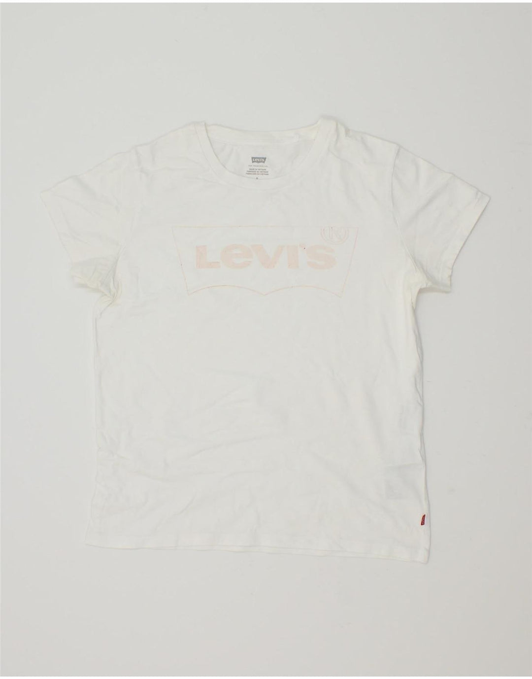 LEVI'S Womens Graphic T-Shirt Top UK 14 Medium White Cotton Vintage Levi's and Second-Hand Levi's from Messina Hembry 