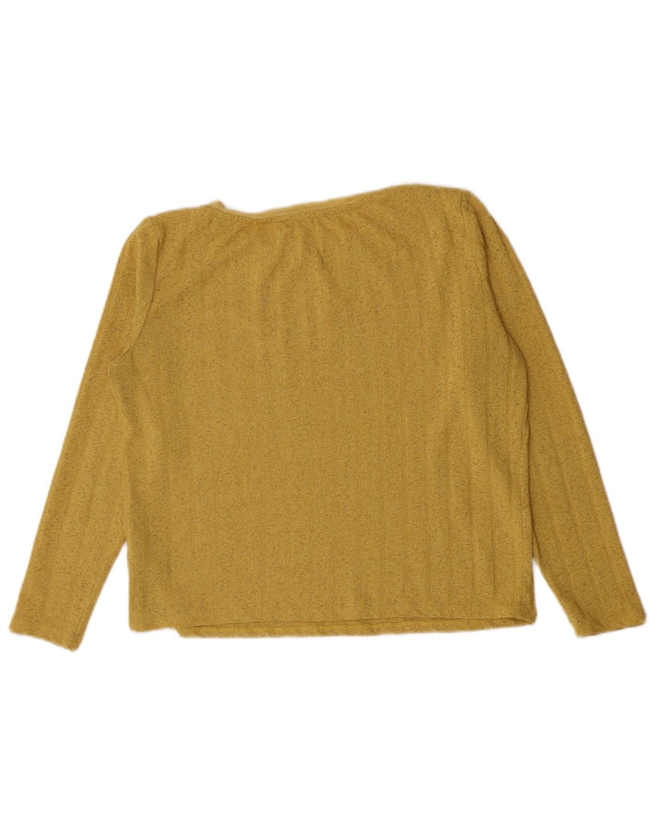 Marks & Spencer Top corto da donna a maniche lunghe UK 12 Poliestere giallo medio