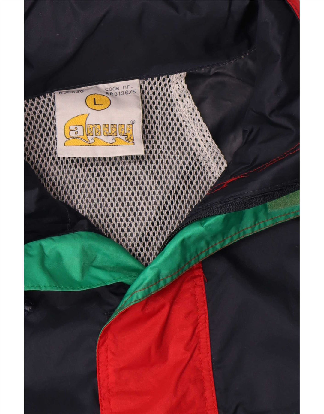 Giacca antipioggia da uomo Anuy UK 40 Large in nylon color block blu navy