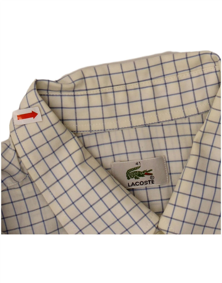Camicia da uomo LACOSTE taglia 41 grande cotone a quadri bianchi